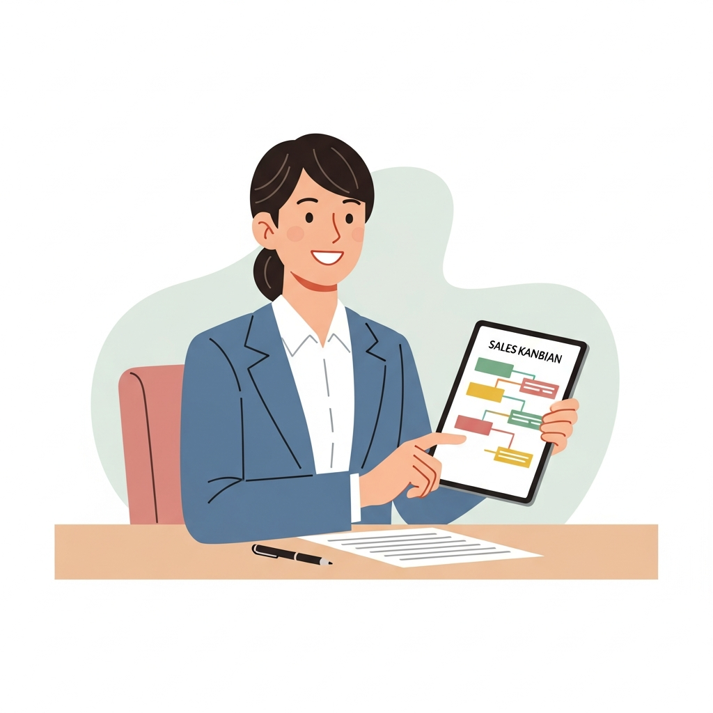 タブレットでパイプラインを確認する営業